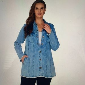 LOGO Denim Jacket with Fringe Hem